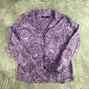 Lauren Ralph Lauren Pajama Top Womens Medium Purple Paisley‎ Button Up Sleepwear